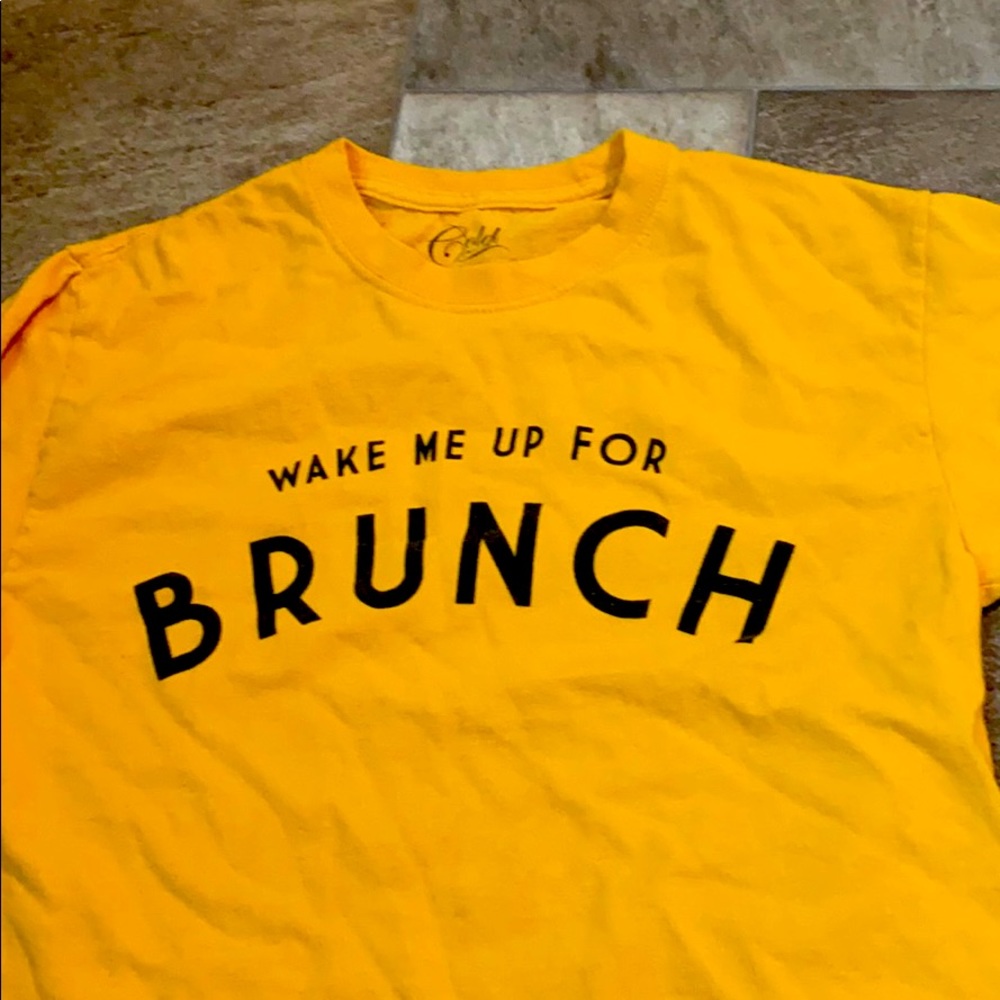 Wake me up for brunch T-shirt yellow crop top